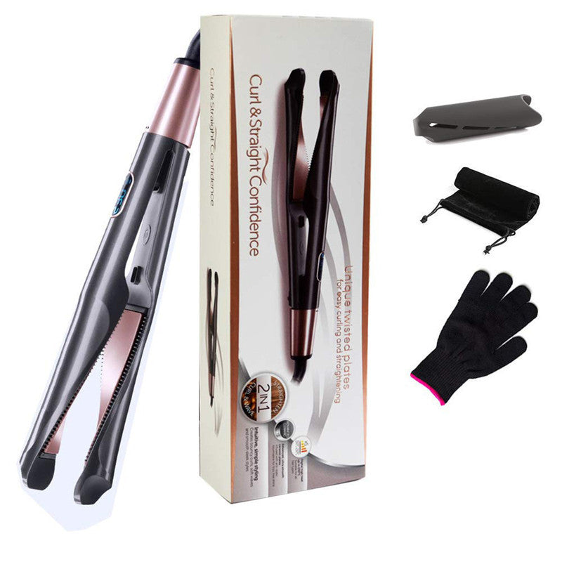 2 In 1 Hair Straightener And Curler Curling Iron For All Hair Types Tourmaline Ceramic Twisted Flat Iron For Hair Styling 2 In 1 Hair Straightener And Curler Curling Iron For All Hair Types Tourmaline Ceramic Twisted Flat Iron For Hair Styling